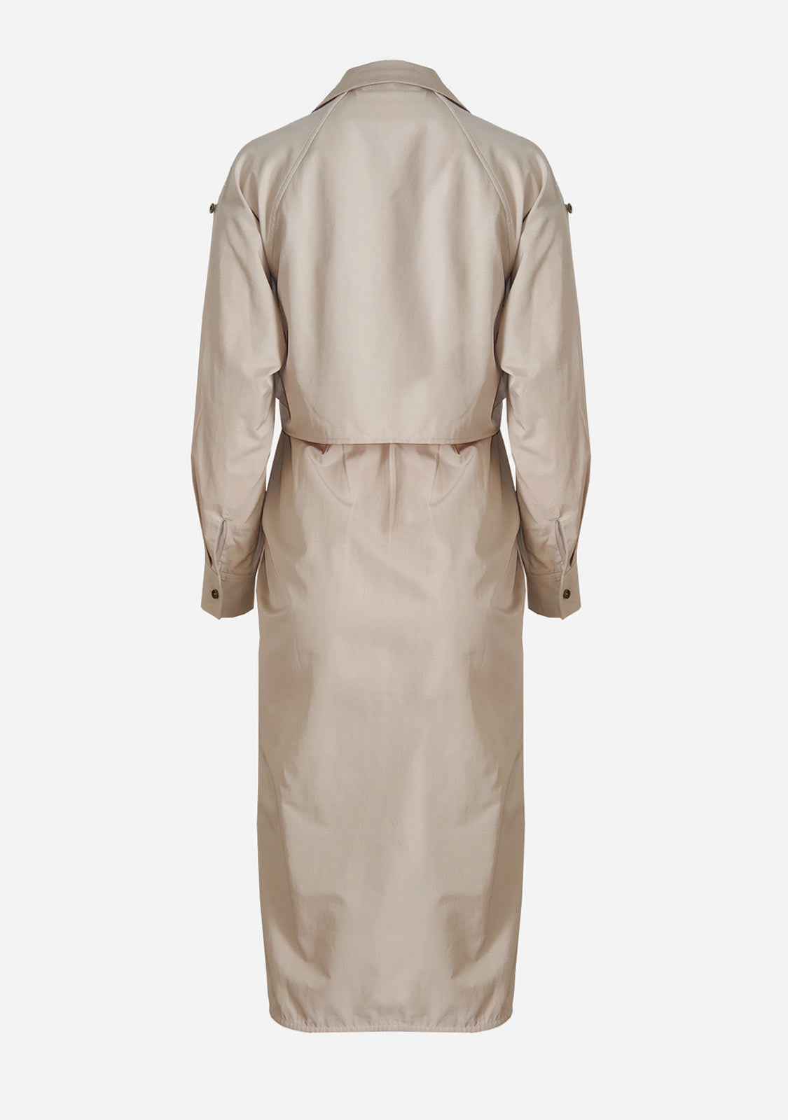 Belted Button-Down Shirt Dress Beige - Image 2