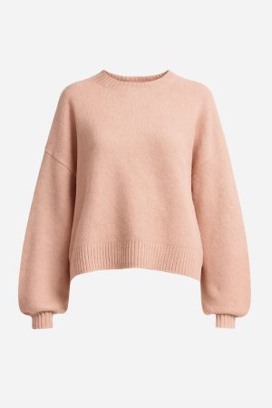 Josie Ballon Sleeve Crewneck Sweater Pink