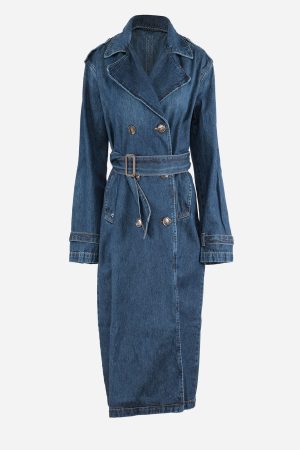 Dark Wash Classic Full Length Trench Coat