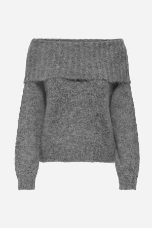Onlshine LS Off Shoulder CC Knt Grey Melange