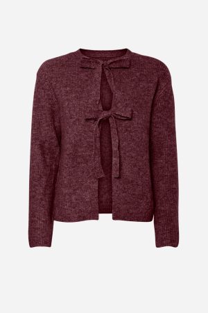 Pcsilly Ls Rev Tie Knit Noos Bc Tawny Port